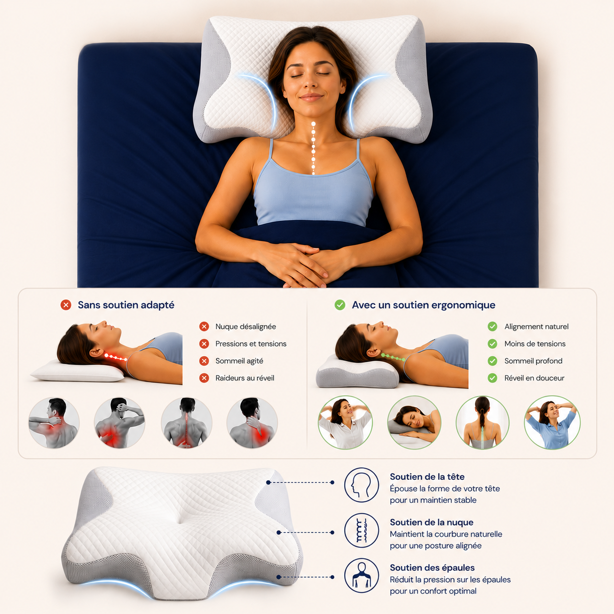 Novac Align™ L'oreiller ergonomique pour de meilleures nuits